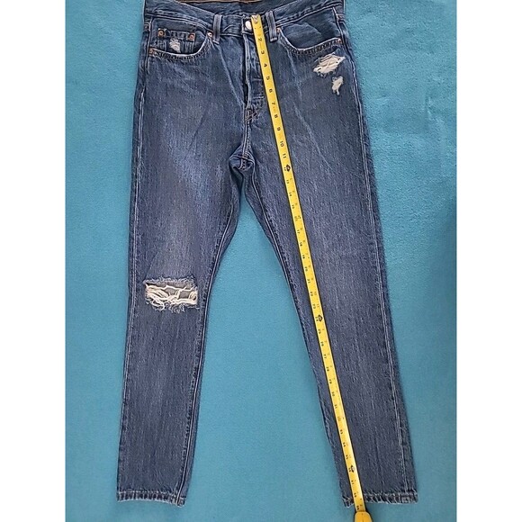 Levis Premium Womens 501 S Skinny Button Fly Jeans Distressed Big E Modern 28x30 - Picture 7 of 16